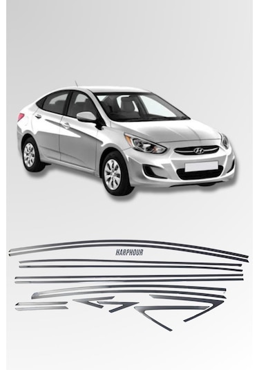 Hyundai Accent Blue Tam Tur Krom Cam Çıtası 14 Parça Paslanmaz