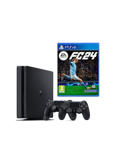 Sony Playstation 4 Slim 500 GB Oyun Konsolu + 2 Dualshock Kol + FC 24 (İthalatçı Garantili)
