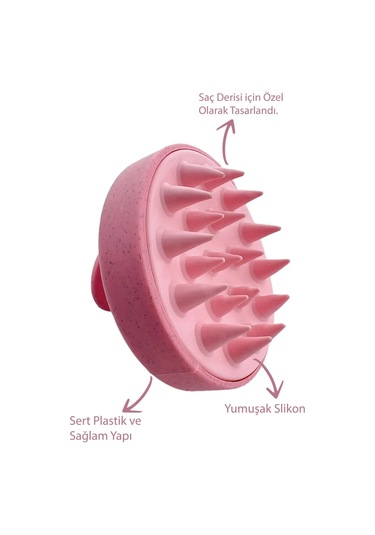 Slikon Saç Masaj Fırçası Şampuan Tarağı Pembe