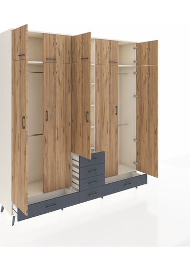 Hyperion Dolap 6 Raflı 6 Çekmeceli 4 Askılı 220x44x243 Aytaşı-çam/antrasit Atlas Çam/antrasıt Hyperion Dolap 6 Raflı 6 Çekmeceli 4 Askılı 220x44x243 Aytaşı-çam/antrasit Atlas Çam/antrasıt