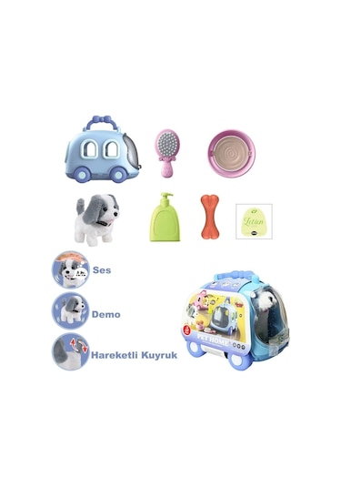 Jnd-6802 Taşıma Araba Çantalı Hareketli Pilli Köpek Set -vardem Oyuncak Standart
