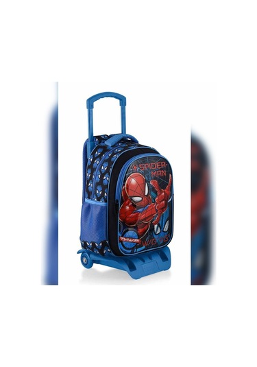 Spiderman Çekçekli Okul Çantası Siyah - Suluk & Matara Siyah