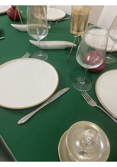 Sıvı Geçirmez Dertsiz Masa Örtüsü Koyu Yeşil 25 Parça