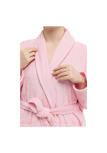 Soley Minerva Extra Yumuşak %100 Pamuk Kadın / Erkek Unisex Bornoz Pembe
