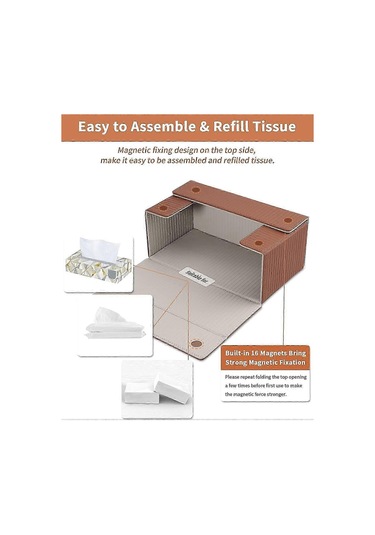 Ev Ve Araba İçin Dikdörtgen Deri Mendil Kutusu Mendil Kutusu Kahverengi+gri Çizgili