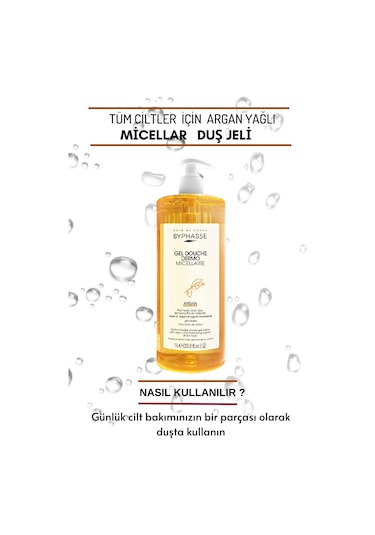 Byphasse Dermo Micellar Argan Oil Duş Jeli Tüm Ciltler İçin 1 L