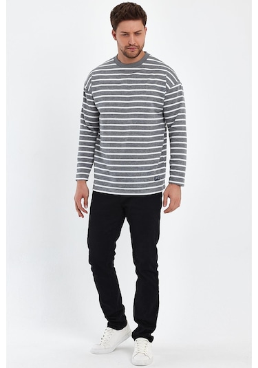 Alexander Gardi Alexandergardı Çizgili Comfort Fit Basic Sweatshirt B23-00158 001