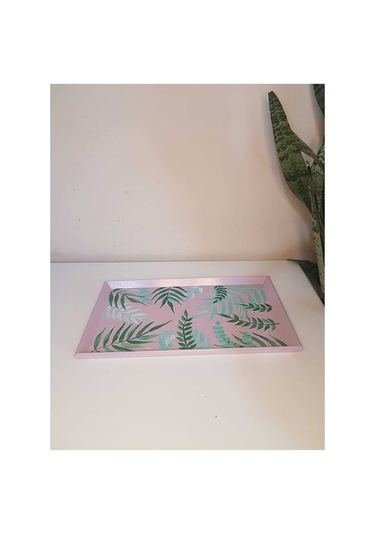 El Boyaması Ahşap Tepsi Küçük Boy Pudra