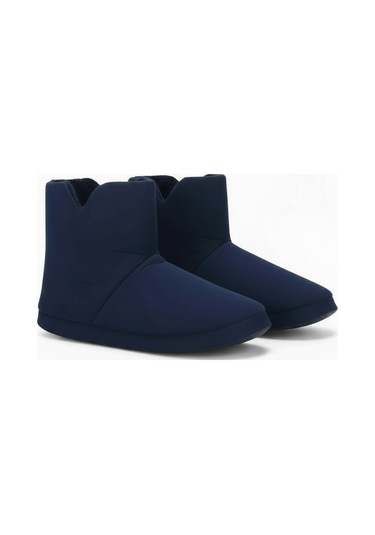 Aur312 Düz Renk İçi Peluşlu Erkek Panduf Ev Botu Ev Ayakkabısı Lacivert