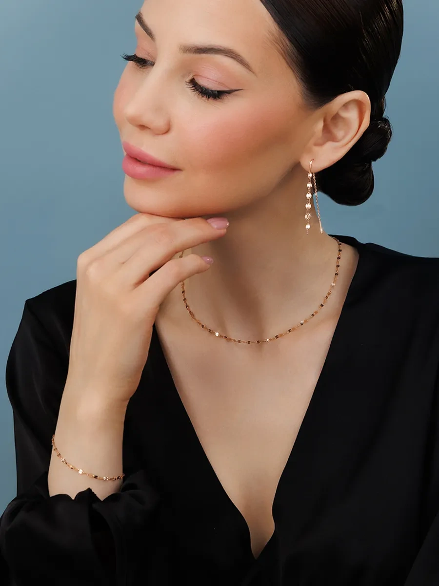 Veronika Jewelry Factory Uzun Küpeler Takı 925 Ayar Gümüş Sallama Askılı 439436549 Altın