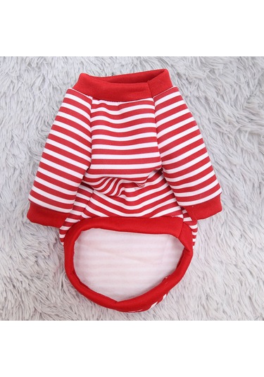Geeksen Köpek Ve Kedi Poları - Esnek Poliester, Soluk Nefesli, Günlük Kullanıma Uygun, Trendy Desenli Kırmızı Çizgili-m