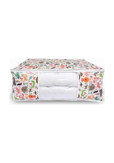 Vedsey Home Baza Altı Pencereli Büyük Boy Hayvan Baskılı Hurç 70 x 50 x 25 CM Çok Renkli