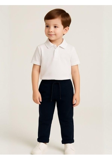 Çocuk Beli Lastikli Jogger Eşofman Alt-16089 Lacivert