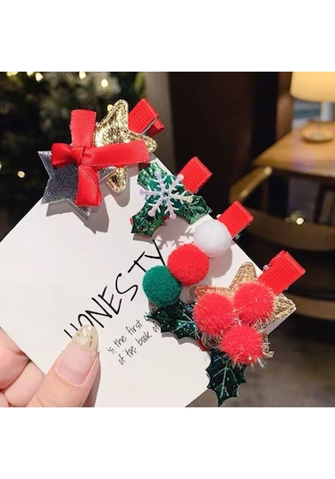 5 Adet Noel Çocuk Sevimli Saç Aksesuar No:1 Kardan Adam