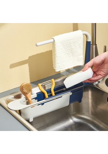 Mufunye Ev Mutfak Genişletilebilir Sulama Rakusu: Yeşil Renkli Su Filtreleme Sepeti Ve Bezi Saklama Tabanı Beyaz