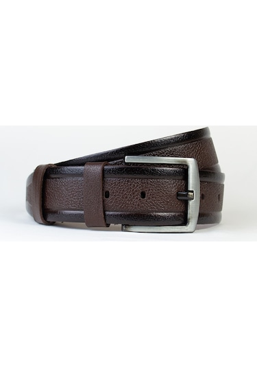 Özel Oval Kutulu Hakiki Manda Derisi Erkek Kahvrengi Kot Kemeri Hediyelik Kahverengi