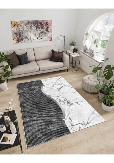 Dijidekor Işıltı Koleksiyonu Model64 Süngerli Dijital Baskılı Saçaksız Mutfak Halısı Yolluk