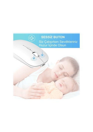 Hymark M22 Sessiz Tıklama Şarjlı Çift Modlu Bluetooth Kablosuz 2.4 Ghz Mouse