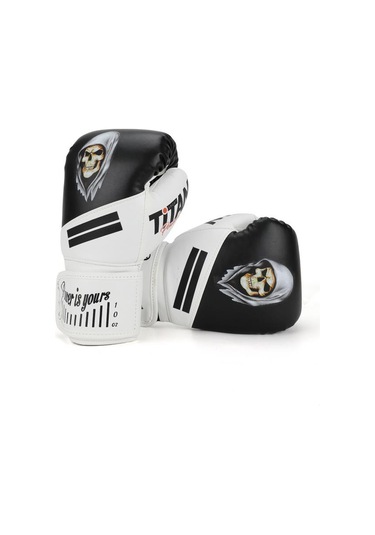 Titan Sport Siyah Beyaz Hayalet Kurukafa Desenli Boks Eldiveni Çok Renkli