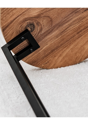 3 Lü Zigon Sehpa Metal Ayaklı Çam Ahşap Yuvarlak Misafir Sehpası