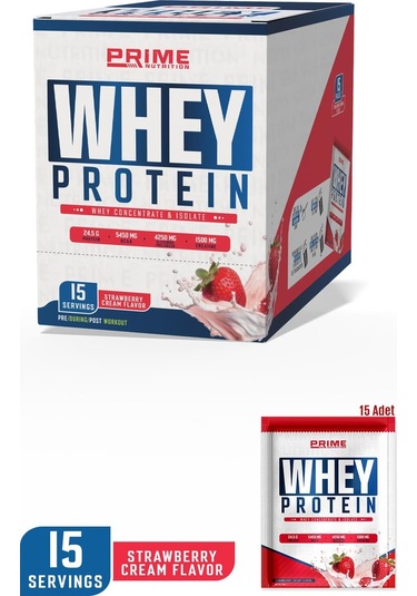 Prime Nutrition Whey Protein Sachet 15 Saşe X 33 Gram Strawberry Craem - Whey Protein Tekli