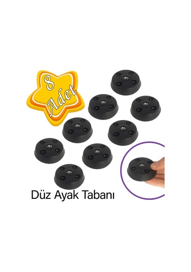 8 Adet Düz Ayak Tabanı Siyah Mobilya Masa Sehpa Ayağı Bağlantı Aparatı Plastik