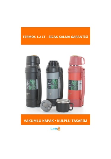 Paslanmaz Çelik Çift Katmanlı Termos 1.2 Lt Sıcak Soğuk İçecek Çok Renkli