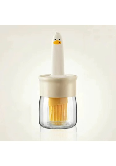 Yuntech01 Glasya Gıda Seviyesi Silikon Fırçalı Yağ Dağıtıcı - Isı Dayanıklı, Dışarıda Barbekü Ve Piknik İçin, Beyaz Çok Renkli