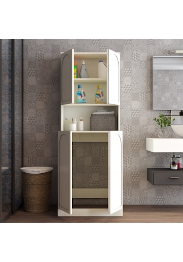 Lyon Çamaşır Makinesi Dolabı V101 - Krem Krem