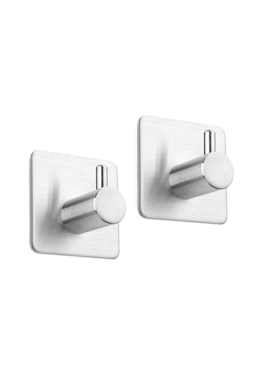 Deltahome Paslanmaz Çelik 2 Adet Tekli Havluluk Askılık Kanca. Metalik