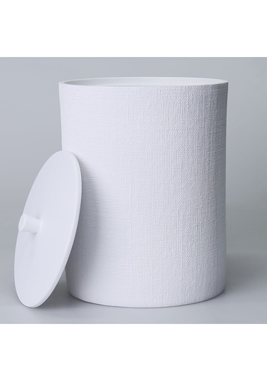Linen Çöp Kovası Beyaz Siyah
