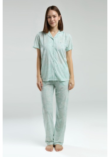 Pierre Cardin Kadın Yeşil Gömlek Pijama Yeşil