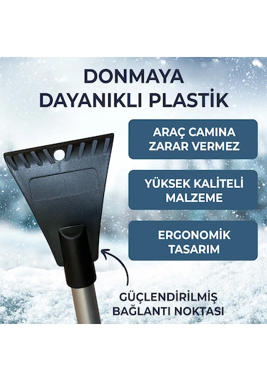 85 Cm Buz Kırıcı Araç Kar Temizleme Fırçası Kırmızı Gri