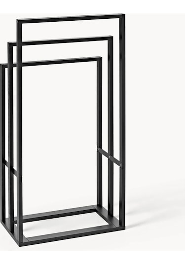 Bambu Üçlü Metal Banyo Havlu Askılığı Siyah