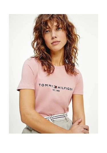 Tommyhilfiger Organik Pamuk Bayan T-shirt Pembe - Pudra