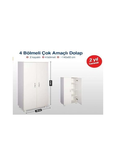 evimponcik Decolove 4 Bölmeli Çok Amaçlı Dolap