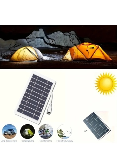 Elmpaly 2w Taşınabilir Güneş Panelli Şarj Cihazı Kampçılık Seyahat Telefon Şarj El Feneri Fan