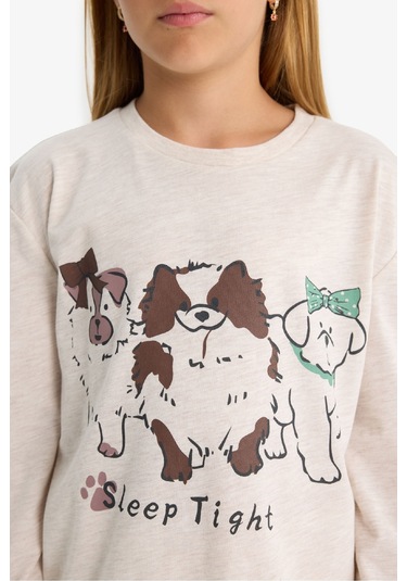 Defacto Kız Çocuk Pijama Takımı Köpek Baskılı Uzun Kollu Üst Desenli Uzun Alt F1084a825aubg745 Bej Defacto Kız Çocuk Pijama Takımı Köpek Baskılı Uzun Kollu Üst Desenli Uzun Alt F1084a825aubg745 Bej