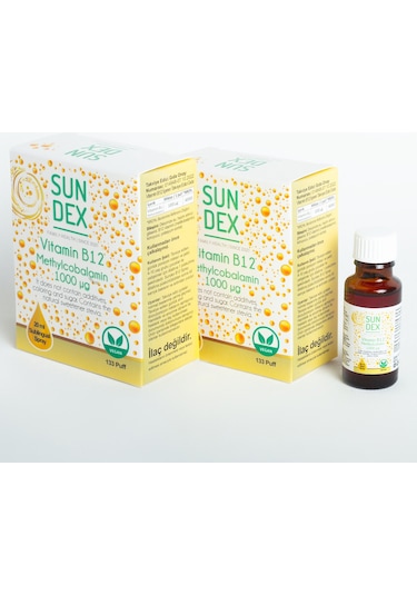 SUNDEX 2'li Paket Vitamin B12 Metilkobalamin 20 ML Dilaltı Sprey
