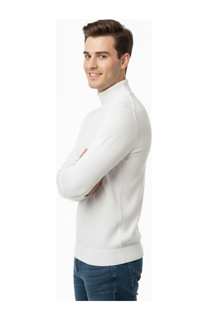 Erkek Yarım Balıkçı Kazak Çelik Örgü Regular Kalıp 4241b Bgl-st04854 Beyaz