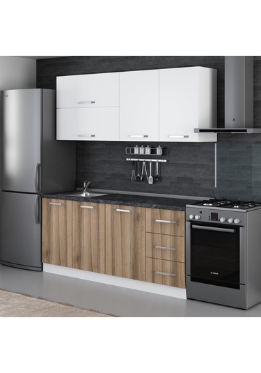 Minar 185 Cm Mutfak Dolabı Beyaz Dore 185-d2