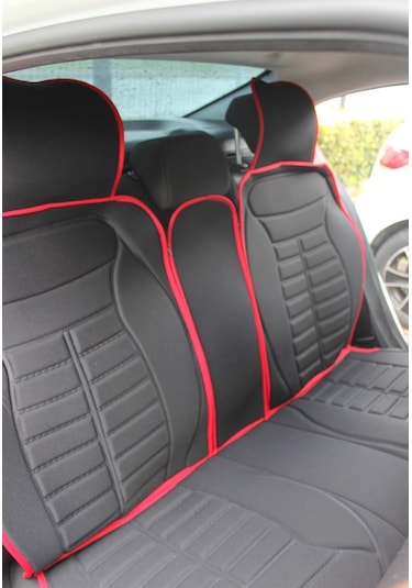 Volvo 240 Lüx Oto Koltuk Minderi Ön Arka 5'li Set 5star Serisi Siyah Kırmızı