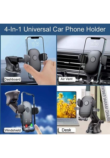 Luckysouk Eller Serbest Pano Ön Cam Hava Firar Araç Telefonu Tutucu Montaj Tüm Cep Telefonları Için Fit Siyah Torpido Üstü Omm2xı