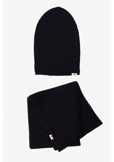 AC&Co / Altınyıldız Classics Erkek Siyah Rüzgar Geçirmez Sıcak Tutan Triko Atkı-bere Set