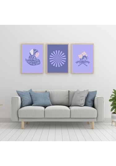 Leylaklar Duvar Tablosu Çerçeveli 3'lü Set Ahşap Renk 35 X 50 Boyut/ebat