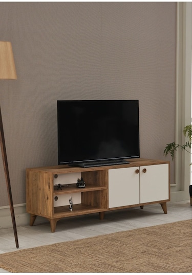 Tv Sehpası Kapaklı 140x40x35 Cm Beyaz - Atlantik Çam