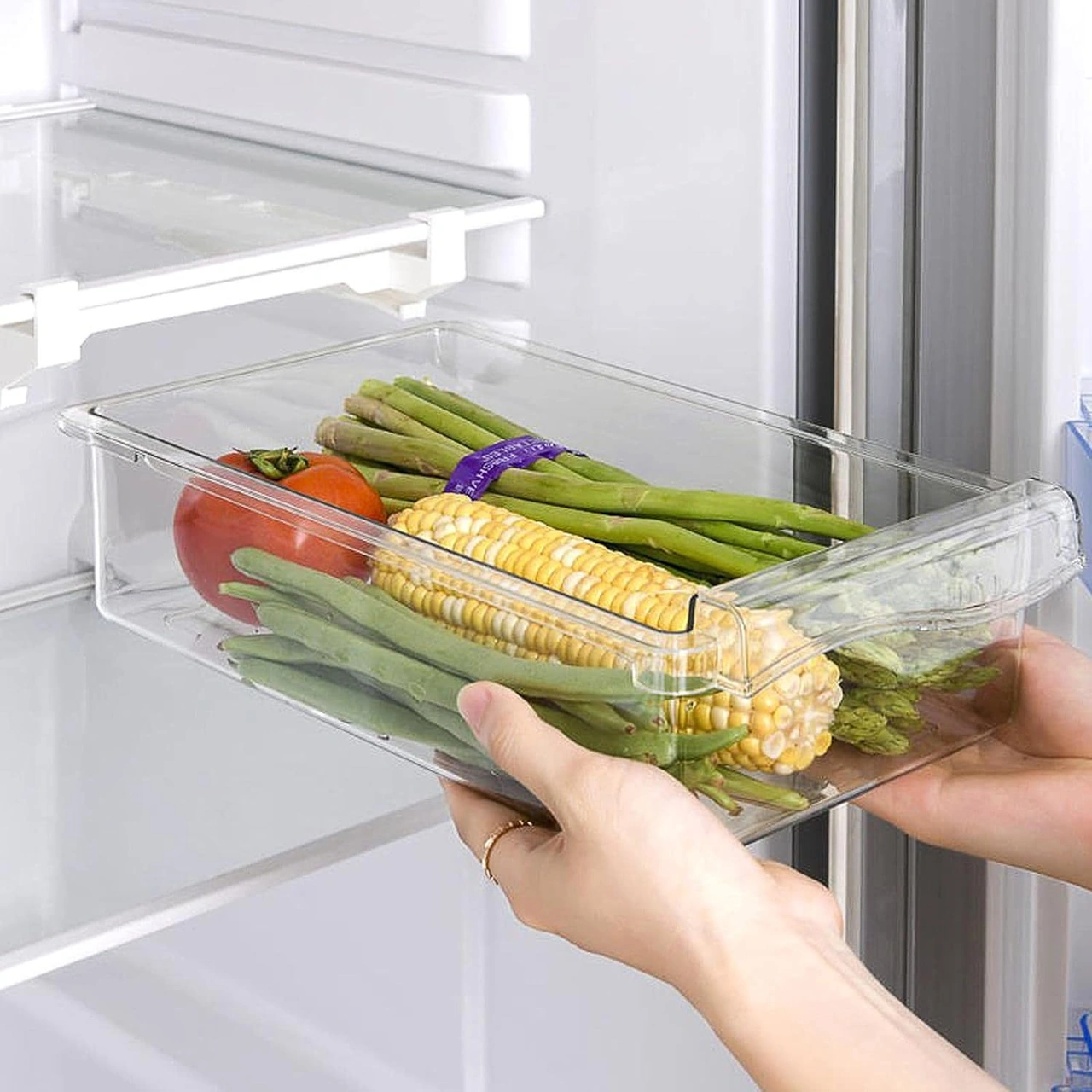 Yunboo Buzdolabı İçin Pp Materyal Transparan Seçmeli Çekmeli Dolap - Yiyecekleri Düzenle, Mekan Tasarruf Et, Kolay Erişim 30x16x8cm Şeffaf