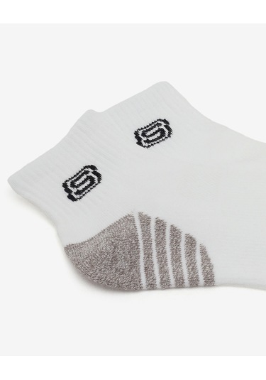 Skechers 3'lü Unisex Yarım Taban Destekli Quarter Crew Çorap Unisex Beyaz Çorap S119435-107 Beyaz