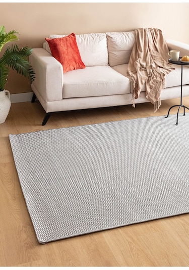 Sisal Jut Hasır Model Tek Renk Dokuma Yıkanabilir Toz Vermez Halı Krem Gri