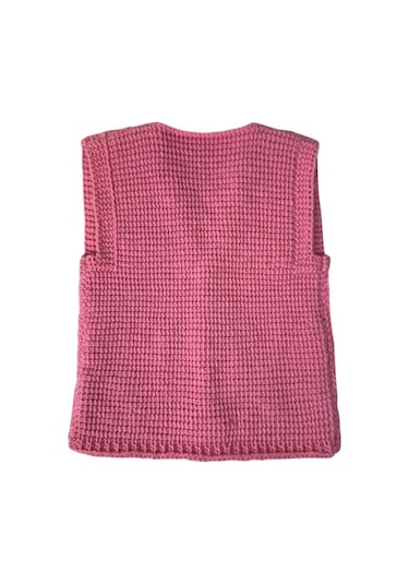 Uretti - Çiğdem 1390 3561 El Örgüsü Ördek Desenli Örgü Yelek /1 - 2 Yaş Pembe